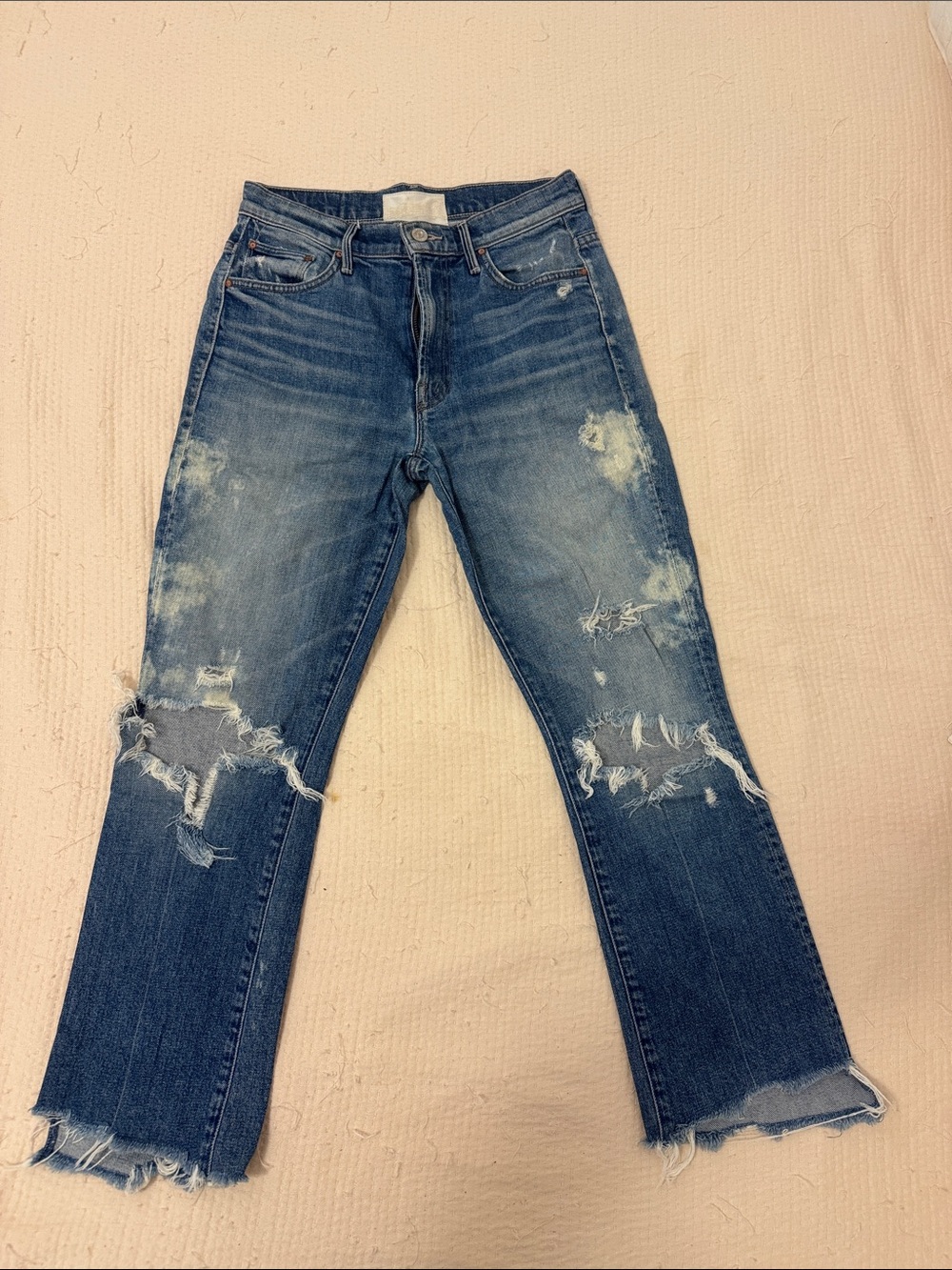 MOTHER Distressed Straight-Leg Jeans - Blue